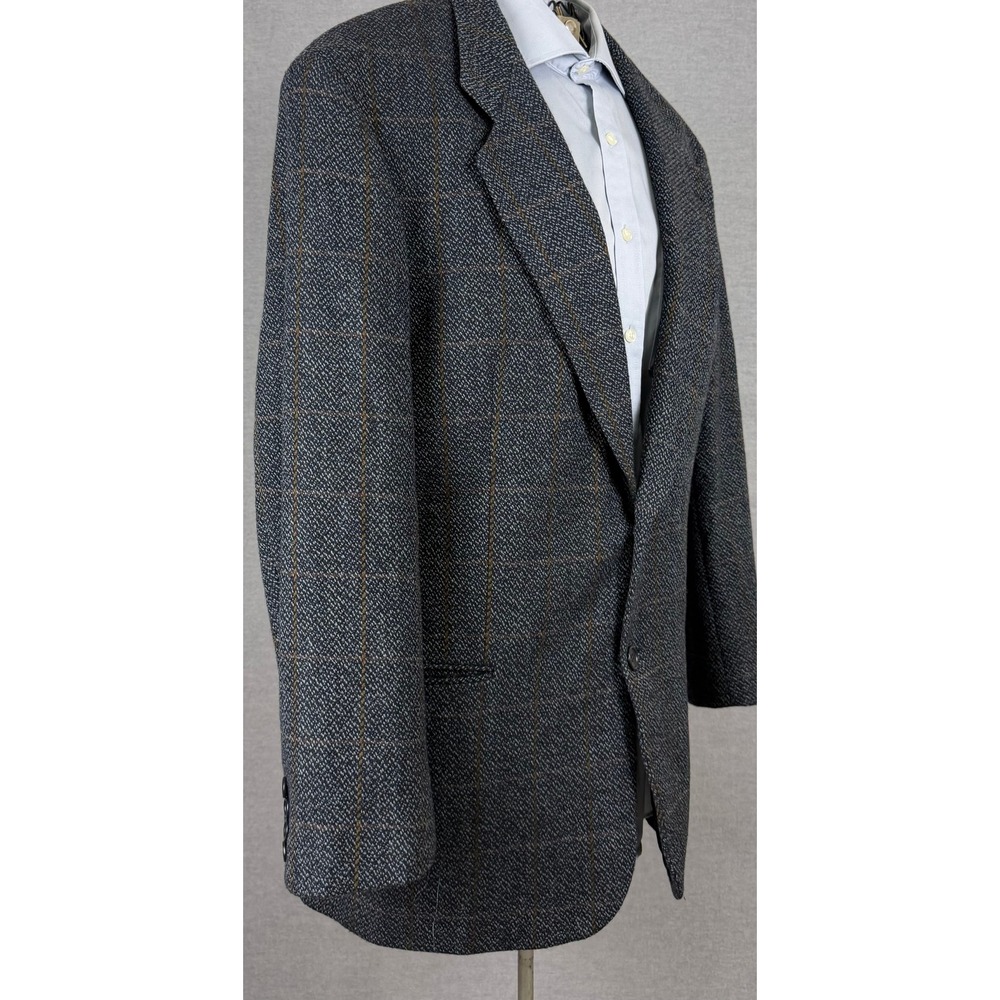 Hugo Boss Galilei Blazer 42R Mens Blue Windowpane Carlo Barbera Wool Sport Coat